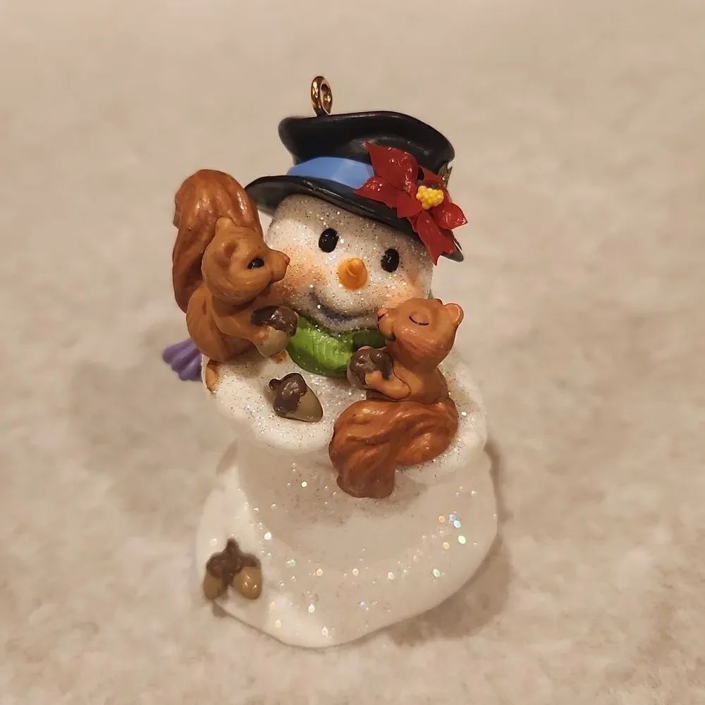 Snowman Squirrels Christmas Ornament